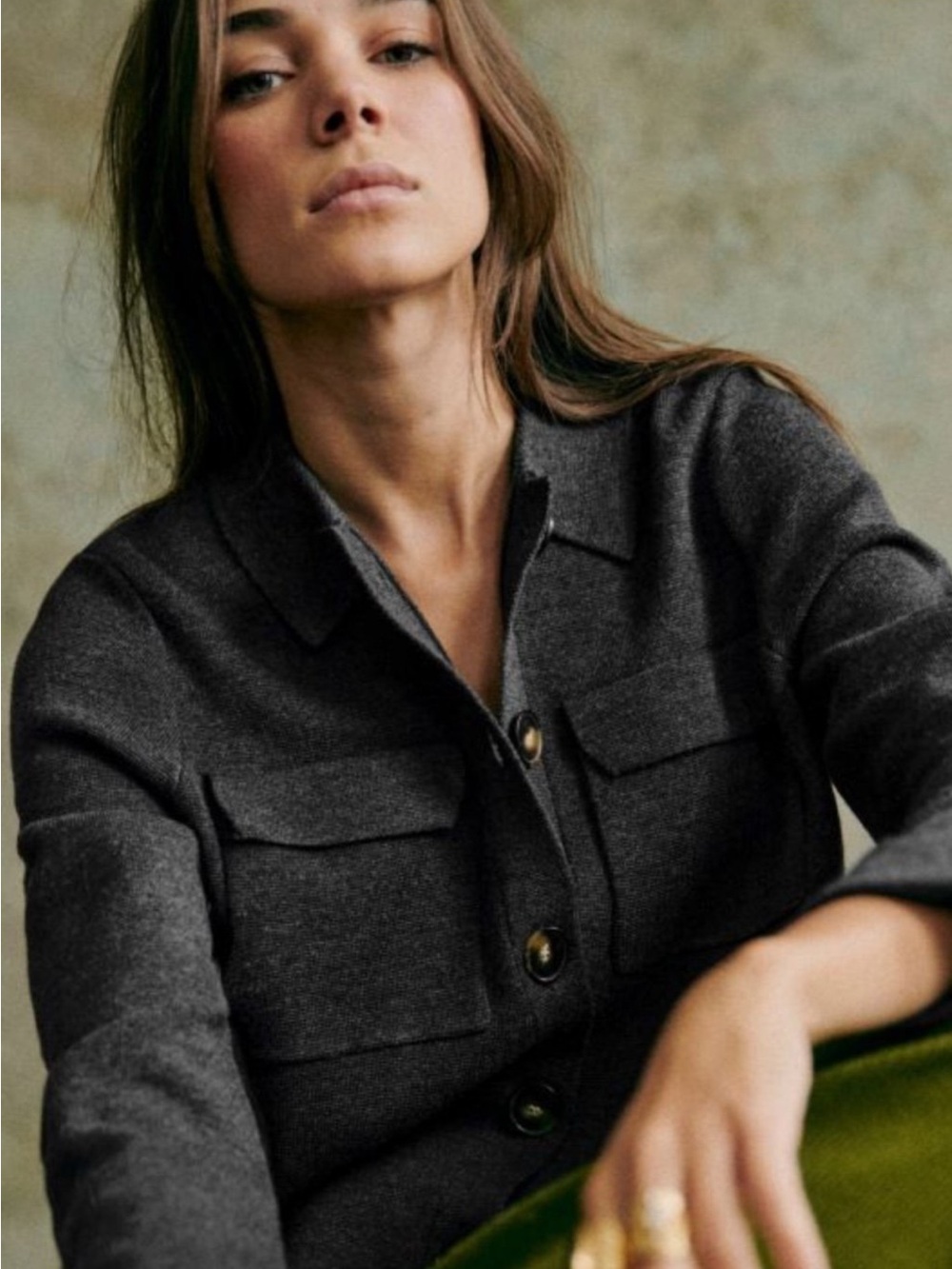 Sezane Betty Cardigan Small
NWOT Charcoal Cropped Button-Front Wool Jacket - Picture 2 of 5